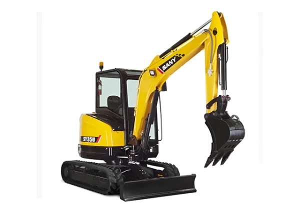 A yellow and black excavator is parked on the ground