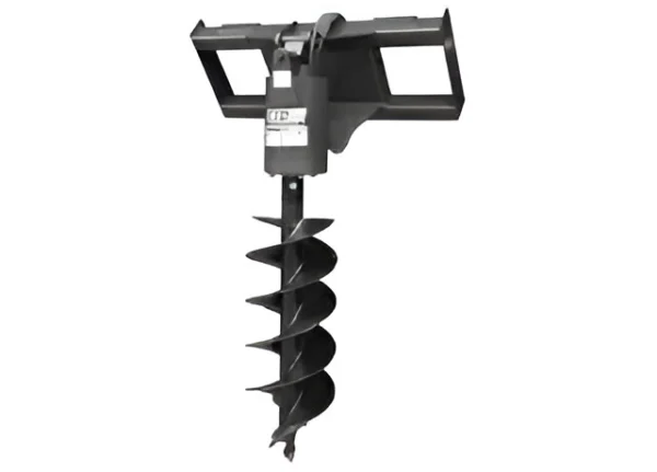 A black auger with a metal handle.